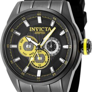 NEW Invicta Mens 48mm Speedway Quartz Chronograph Yellow/Black Tone 100m Watch
